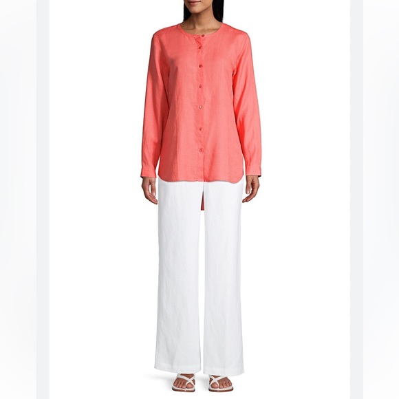 Eileen Fisher Pink 100% organic Linen blouse. - Picture 2 of 7